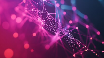 Poster - Abstract Pink and Blue Network of Connected Lines and Nodes
