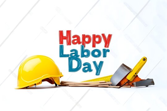 Labour day Safety hard hat and Construction tools background Labour Day concept on isolated background. 1st May celebrate on Labour Day is an annual holiday. celebration, day, poster, illustration,