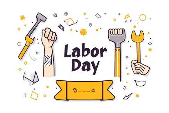 Labour day Safety hard hat and Construction tools background Labour Day concept on isolated background. 1st May celebrate on Labour Day is an annual holiday. celebration, day, poster, illustration,