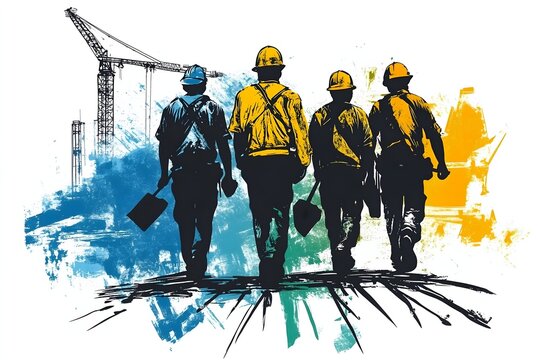 Labour day Safety hard hat and Construction tools background Labour Day concept on isolated background. 1st May celebrate on Labour Day is an annual holiday. celebration, day, poster, illustration,