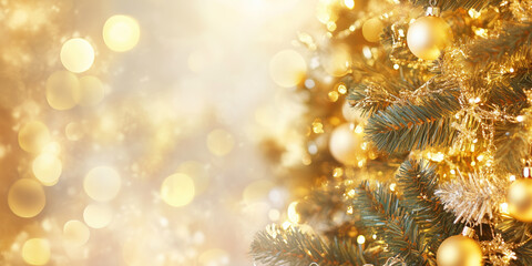 Poster - Christmas festive background with bokeh and lights. image. Created with Generative AI technology