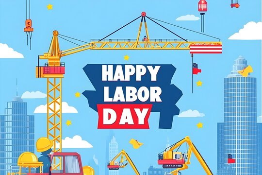 Labour day Safety hard hat and Construction tools background Labour Day concept on isolated background. 1st May celebrate on Labour Day is an annual holiday. celebration, day, poster, illustration,