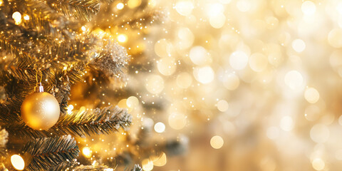 Poster - Christmas festive background with bokeh and lights. image. Created with Generative AI technology