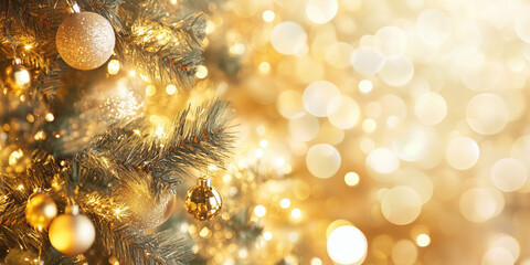 Poster - Christmas festive background with bokeh and lights. image. Created with Generative AI technology