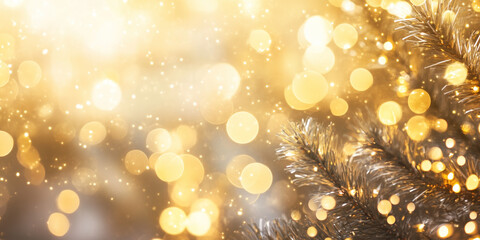 Poster - Christmas festive background with bokeh and lights. image. Created with Generative AI technology