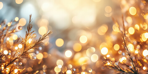 Poster - Christmas festive background with bokeh and lights. image. Created with Generative AI technology