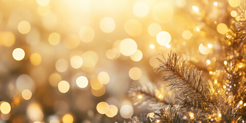 Poster - Christmas festive background with bokeh and lights. image. Created with Generative AI technology
