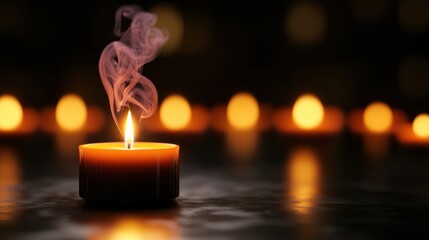 Poster - Candle flame dance cozy space photography warm lighting close-up serenity concept