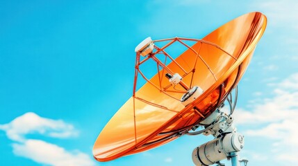 Poster - Satellite dish installation urban area technology equipment clear sky aerial perspective connectivity