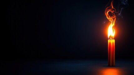 Poster - Illuminating candle flame amidst darkness home decor still life warm ambiance close-up serenity