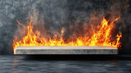 Aufkleber - Fire igniting on concrete surface studio setting visual art dramatic atmosphere abstract concept