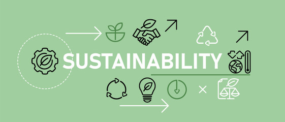 Wall Mural - sustainability ecology green conservation sustainable icon illustration green background conceptual 