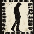 © Generasi - A silhouette of a man walking in a grunge style.