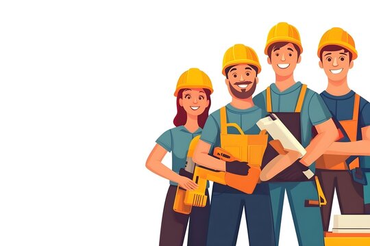 Labour day Safety hard hat and Construction tools background Labour Day concept on isolated background. 1st May celebrate on Labour Day is an annual holiday. celebration, day, poster, illustration, 