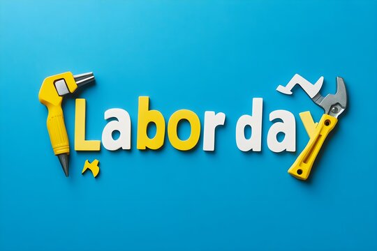 Labour day Safety hard hat and Construction tools background Labour Day concept on isolated background. 1st May celebrate on Labour Day is an annual holiday. celebration, day, poster, illustration, 