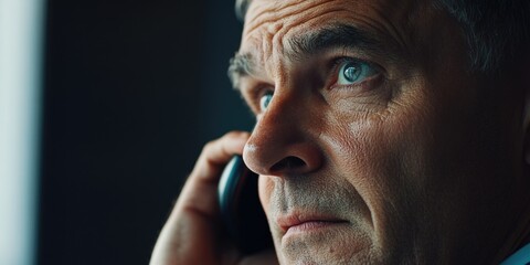 Poster - Determined Businessman Listening on Phone