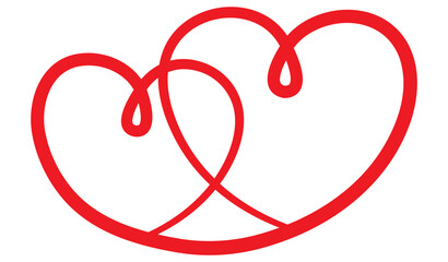 Poster - Two hearts continuous line drawing. Double heart wavy line. Relationship concept. Vector illustration isolated on white.