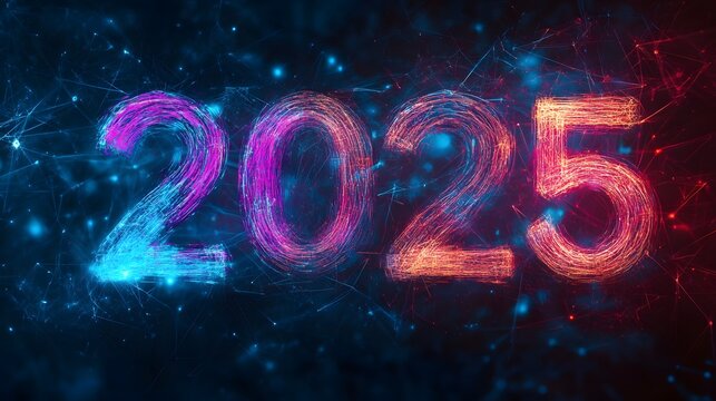 2025 happy new year greeting card. banner