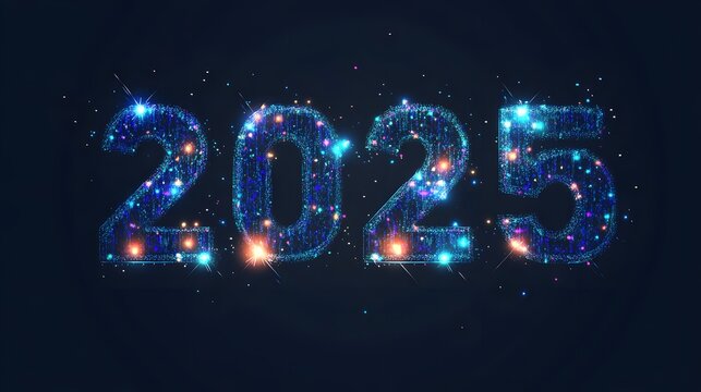 2025 happy new year greeting card. banner