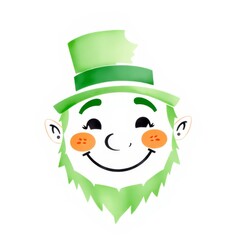 Wall Mural - A cheerful leprechaun with a bright green hat and beard celebrates St. Patrick's Day, spreading joy and luck in a whimsical watercolor style, perfect for festive decorations and greeting cards