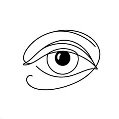 Aufkleber - Minimalist line art eye illustration in black and white