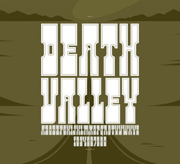 Fototapete - Bold serif typeface in old vintage American style, wild west, saloon and western style modern new vector font for logos and emblems, display font for posters and headlines, titles and slogans.