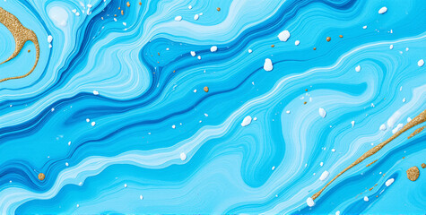 Poster - An abstract painting with swirling blue and gold patterns creates a mesmerizing visual effect, showcasing artistic expression and creativity for graphic resources.