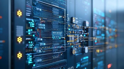 Poster - Detailed view showcasing the seamless of modern efficient battery energy storage units within a smart grid network enabling advanced peak power management and sustainable energy distribution