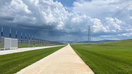 Aufkleber - Cutting edge Future Energy Grid Infrastructure Integrating Advanced Battery Energy Storage Systems to Ensure Smooth Reliable and Sustainable Power Distribution across the Grid Network