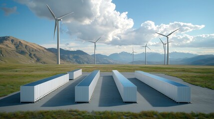 Aufkleber - Efficient Smart Grid System Integrating Solar Cells Wind Turbines and Battery Storage for Sustainable and Eco Friendly Power Management and Electricity