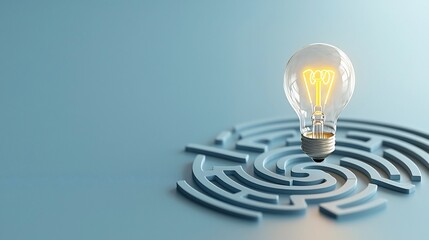 Poster - Illuminated Labyrinth Design Representing Innovative and Creative Solutions for Overcoming Challenges  A deep blue background provides a contemplative thoughtful atmosphere