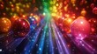 © M_H_L - Abstract background with colorful spheres and glowing light streaks.