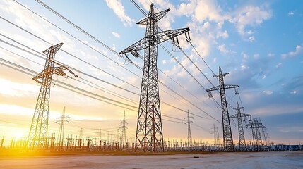 Poster - Smart Grid Management Center Overseeing Interconnected Power Sources Including Wind Solar Nuclear Thermal and Hydro Providing Electricity to Urban and Industrial Zones