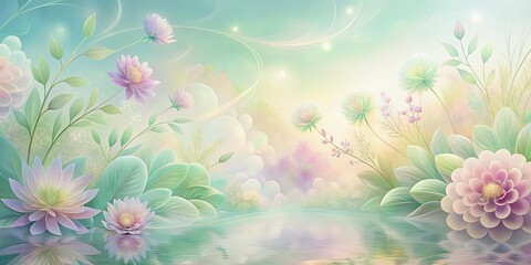 Wall Mural - Serene Abstract Flower Pattern in Soft Pastel Colors for Calming Backgrounds and Designs - Ideal for Home Decor, Digital Art, and Wellness Spaces