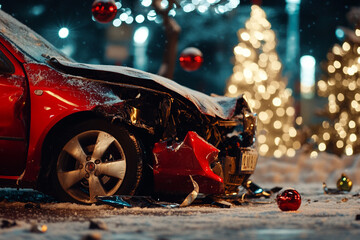 Wall Mural - drink driving at christmas 