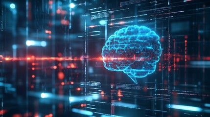 Poster - Digital Brain: Abstract Representation of Artificial Intelligence and Data Processing