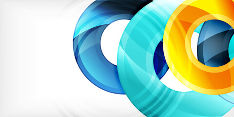 Aufkleber - Bright colorful circles with light effects. Abstract background