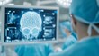 © peera - Augmented Reality Brain Surgery in a Futuristic Hospital, Advanced Technology Showcased with an Animated 3D Brain, Clean and Minimalist Environment Enhancing Focus