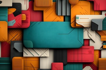 Poster - Vibrant and futuristic geometric abstract background with bold neon accents  dynamic overlapping shapes  and a sci fi inspired digital style
