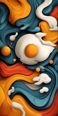 Poster - This vibrant and energetic abstract background showcases a captivating blend of cartoon comic book style elements  including playful shapes  dynamic textures  and retro onomatopoeia