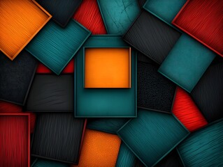 Poster - Striking abstract geometric background with vibrant color palette halftone patterns
