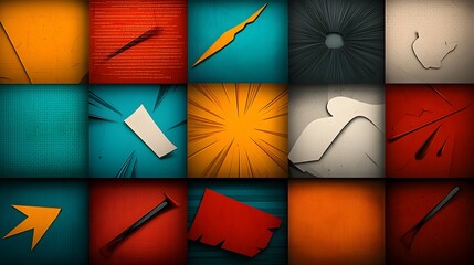 Poster - vibrant abstract geometric comic book background with zoom text angles high contrast color scheme an