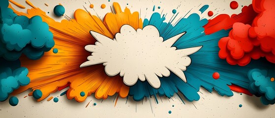 Poster - Vibrant comic book inspired background with a powerful explosion of color light and shadow  Dramatic cinematic lighting creates an intense high contrast chiaroscuro effect giving the image a bold