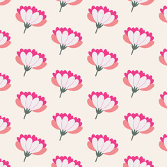 Wall Mural - pattern of seamless flowers ,vector illustration hand-drawn floral doodle background, botanical art,