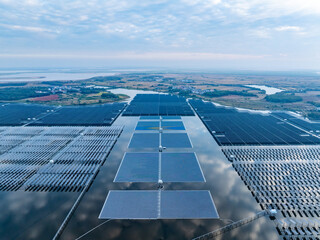 Wall Mural - Aerial view of solar photovoltaic panels array