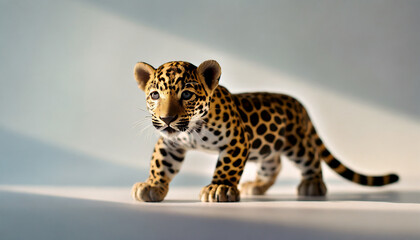 Wall Mural - adorable baby jaguar sculpture. wildlife, animal, nature, art, sculpture, cub, panthera onca