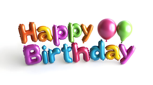 Balloon Font 'Happy Birthday' text, with additional balloons floating nearby