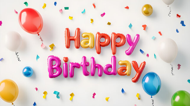 Balloon Font 'Happy Birthday' text, with additional balloons floating nearby