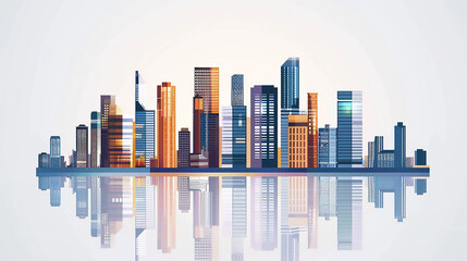 Poster - Modern City illustration isolated at white with space for text. Success in business, international corporations, Skyscrapers world finance money exchange business , Global network modern creative tele