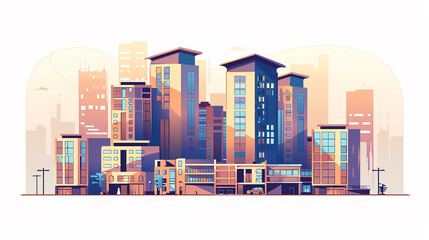 Poster - Modern City illustration isolated at white with space for text. Success in business, international corporations, Skyscrapers world finance money exchange business , Global network modern creative tele